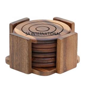 Manteles Decorativos para Mesa de Comedor, Posavasos Artesanales de Estilo Casual para Té, Café, Cerveza, Posavasos Redondos de Madera con Acabado Mate/Brillante - Product Image 2