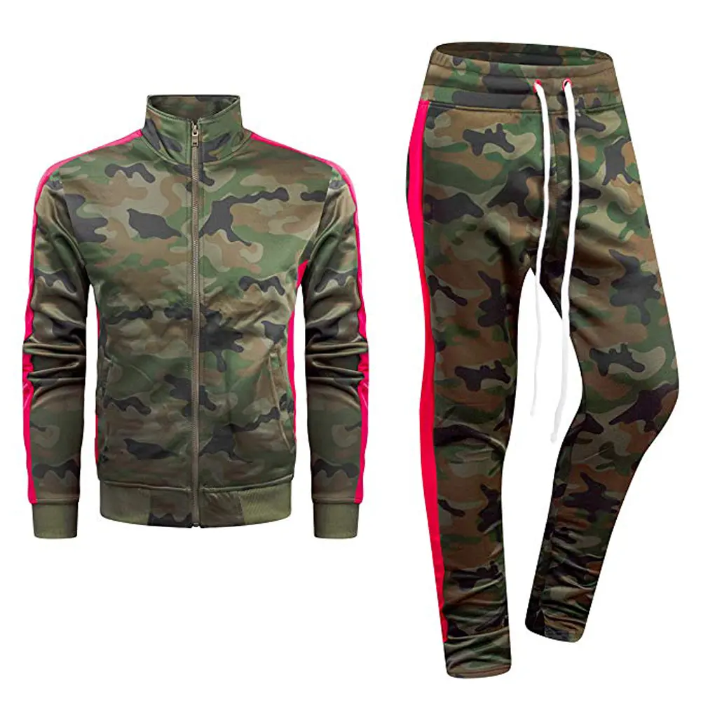 Camouflage Print Jogging Wear Tracksuit / Outdoor Sportswear Men's Jogging Tracksuit