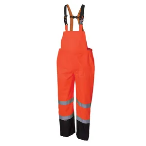 High Visibility Bib Pant Safety Rain Gear Hi Vis, Waterproof, Reflective, Work Overalls for Men Orange, Yellow-Green