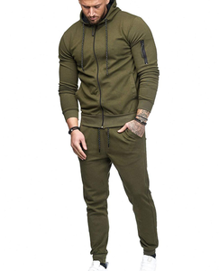 Chándal deportivo personalizable para hombre, chaqueta deportiva gris con cremallera, de talla grande, hecho de algodón/poliéster con logotipo personalizado de entrenamiento - Product Image 1