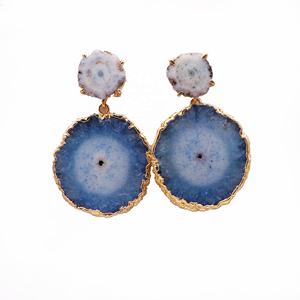 Solar Quartz <b>Earring</b> Pairs Gemstone Handmade Factory Wholesale Fashion Jewelry Double Stone <b>Stud</b> <b>Earrings</b> Women - Product Image 1