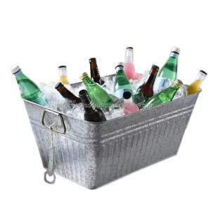 Bar Party Luxury Champagne Beer Ice Bucket Rectangle Shaped Metal Iron Wine Cooler with Sided Handle Wine Cooler