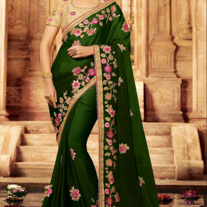 ชุดปาร์ตี้ที่สวยที่สุดผ้าส่าหรีผ้าตาข่ายปักลายแบบชิ้นเสื้ออินเดียสำหรับผู้หญิง - Product Image 1