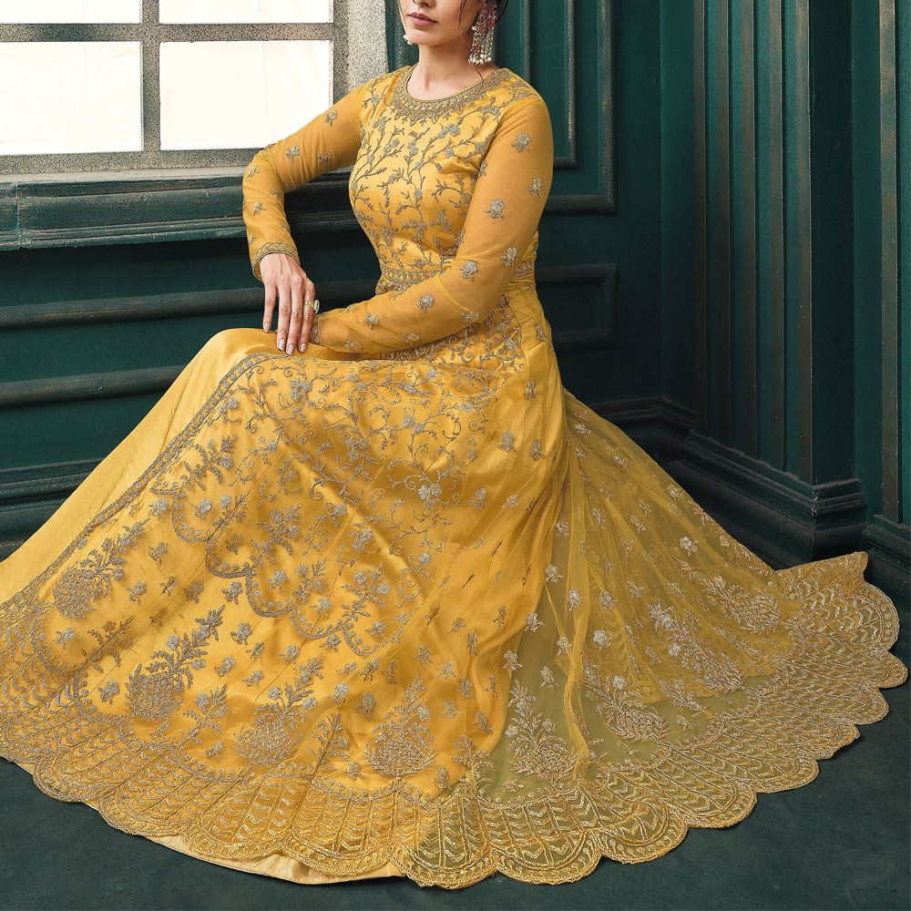slim fit dress slacks Gold Ao Dai