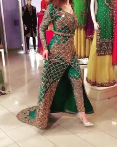 Hermoso vestido largo con pantalón elegante Bordado pesado Vestido de boda y fiesta Colección 2025 - Product Image 1