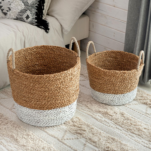 Workpro — panier rond bicolore en coton ou blanc, ensemble 2 pièces, ampliforme, écologique, fait en Vietnam - Product Image 1