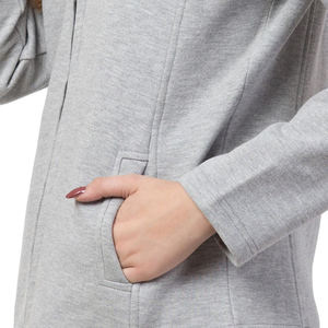 แจ็คเก็ตบอมเบอร์ขนแกะสำหรับผู้หญิงเสื้อแจ็คเก็ตบุด้วยซิปปิดผ้าฝ้ายสีเทา - Product Image 5