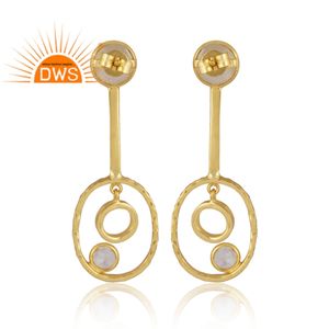 Pendiente colgante de piedra de luna de arcoíris Natural chapado en oro de 18 quilates de Plata de Ley 925 para mujer, joyería para mujer, regalo para ella - Product Image 4