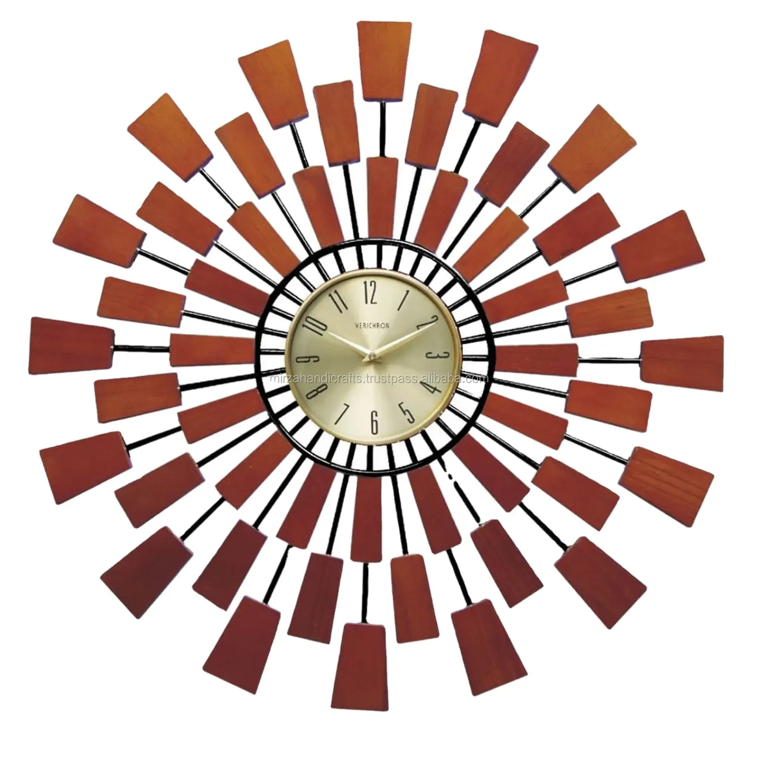 Horloge murale chic de luxe et moderne, style sun burst