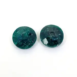 2 Pcs Corindo 13 milímetros Ronda Briolette Corte 18.70 Cts Esmeralda Pedras Preciosas para Fazer Jóias