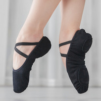 Chaussons de danse classique professionnels en cuir souple et extensible pour femmes, avec logo personnalisé, confortables pour l'entraînement de danse.
