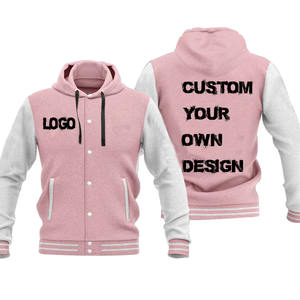 2021 chaqueta de invierno impermeable personalizada Unisex capucha de piel de oveja algodón grueso diseño universitario abotonado bombardero suelto de talla grande - Product Image 1