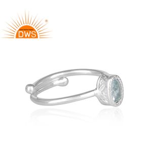 รูปไข่ตัดธรรมชาติสีฟ้าบุษราคัมพลอยแหวนเครื่องประดับผู้ผลิต925เงินออกแบบงบแหวนเครื่องประดับผู้ค้าส่ง - Product Image 3