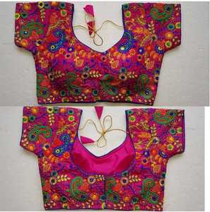 เสื้อเบลาส์ Lehenga ของอินเดีย,เสื้อเบลาส์สั่งงานปักลายผ้าไหมหนา - Product Image 2