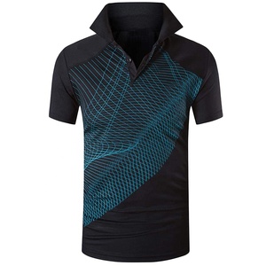 Polo informal de golf a rayas para hombre, manga corta, ajuste regular, sublimación personalizada, estampado antiarrugas, rendimiento, hecho de punto - Product Image 2