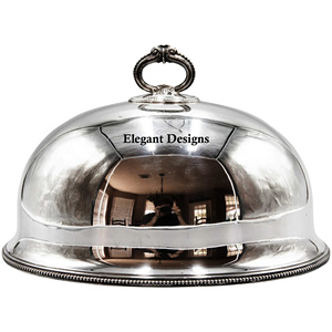 Cúpula de Metal para comida de calidad Superfina, Color plateado, Plato decorativo clásico con estilo, calentador de comida de diseño tradicional, venta al por mayor - Product Image 1