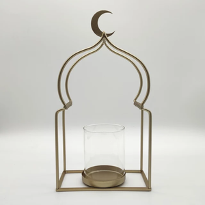 Porte-bougie du Ramadan, chandelier découpe lune, placage d'or - Product Image 4