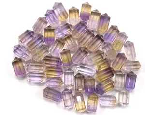 5 Pieces Natural Ametrine Gemstone TOP Quality Faceted Pencil Shape Beads For Making Semiprecious Stones Studs
