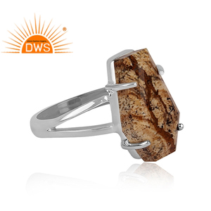 Anillo de Plata de Ley 925 con gemas de jaspe, joyería fina hecha a mano - Product Image 3