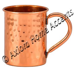 Taza de mula de Moscú de cobre sólido al por mayor más vendida en línea, taza de Julep de menta de cobre, mango martillado, acabado por Axiom Home Accents - Product Image 3
