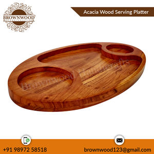 Plateau de service en bois d'acacia massif 15X9 pouces Design attrayant fait à la main pour les fournitures de restaurant et d'hôtel Plateaux d'immersion en bois - Product Image 2
