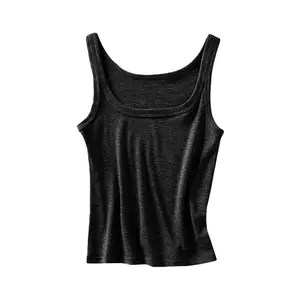 เสื้อกล้ามเอวลอยสำหรับผู้หญิงเสื้อกล้ามสีดำล้วนพิมพ์ลายตัวอักษร2020ชุดออกกำลังกายแฟชั่นแนวสตรีท
