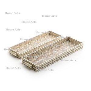 Bandeja de madera y nácar para trabajo con dátiles de chocolate, Juego de 2 bandejas de servicio de forma rectangular para superventas - Product Image 2