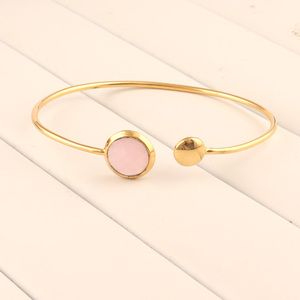 2021 Custom-Made Briolette Shaped Pink Chalcedony Bracelet <b>Gold</b>/Silver <b>Plated</b> New Fashion Adjustable <b>Bangles</b> - Product Image 3