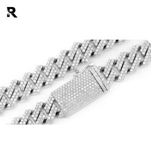 Collier en or rose et jaune 14 carats avec diamants cubains surélevés, coupe ronde brillante, certifié IGI, 39,50 carats - Product Image 2