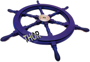 24" Nautical <b>Ship</b> <b>Wheels</b> Blue Wooden <b>Ship</b> <b>Wheel</b> Boat Item Rustic Country Decor Wall Hanging Farmhouse Decor - Product Image 4
