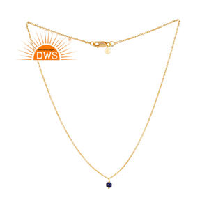 Colgante Pequeño de Lapislázuli, Nuevo Diseño, Chapado en Oro, Cadena de Plata 925, Collar con Colgante, Joyería al por Mayor - Product Image 3