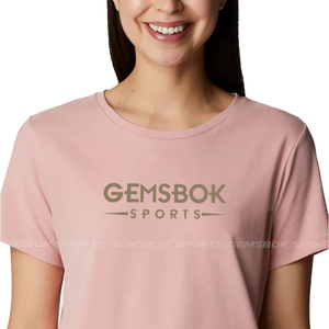 เสื้อยืดคอกลมแบบคลาสสิกสำหรับผู้หญิง,เสื้อยืดพิมพ์ลายโลโก้ที่กำหนดเองได้ทำจากผ้าฝ้าย100% สวมใส่สบายมีสไตล์ - Product Image 4