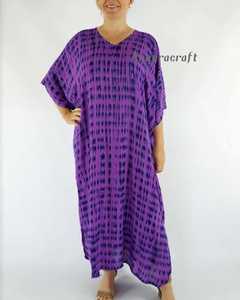 Nuevo hecho a mano bohemio verano Kaftan Maxi vestido Casual patrón Floral cubrir hasta 100% algodón de gran tamaño Tie Dye cintura Natural - Product Image 1