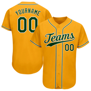 Maillot de Baseball pour hommes, col en V, manches courtes, maille 100% Polyester, personnalisé, jaune, nouvelle collection, 2022 - Product Image 1