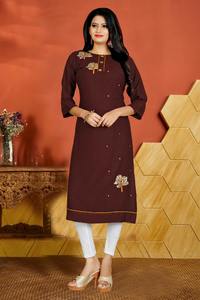 Casual Wear Floral <b>Printed</b> A-line Simple Kurti with Designer Look for Women Indian Ethnic Wear Fashion 2022 - Product Image 6