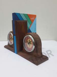 Decorative Wooden Table Clock <b>Bookend</b> for College Liybrary Reading Book Stand Holder Office Item - Product Image 2