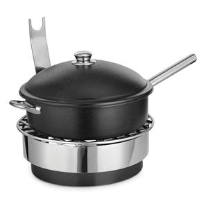 Vajilla Plato de acero inoxidable Acabado negro Restaurante y suministros de hotel Calentador de alimentos Equipo de buffet Plato de frotamiento redondo - Product Image 1