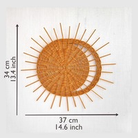 Décoration Murale Bohème Moderne Art Soleil Lune avec Panier Suspendu en Corde et Osier pour Crèche, Maison, Bureau, Motif Végétal, Camping, Mariage, Anniversaire
