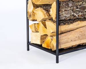 Porte-bûches Fire en métal avec fini enduit de poudre noire Parfait pour la conception de cabane de stockage en bois au coin du feu intérieur extérieur élégant - Product Image 4