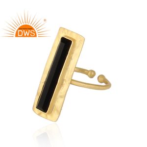 แหวนเงิน925ชุบทองสำหรับเด็กผู้หญิงแหวนอัญมณีโอนิกซ์สีดำธรรมชาติเครื่องประดับคอลเลกชันคลาสสิก - Product Image 2