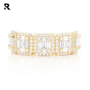 1.55ctw Hermoso corte Baguette Anillo de banda de diamantes redondos y cuadrados Oro de 14 quilates - Product Image 5