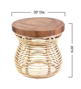 ที่มีคุณภาพสูงหวายและไม้ตารางด้านข้างเฟอร์นิเจอร์หวายเก้าอี้หวายในเวียดนามขายส่ง - Product Image 3