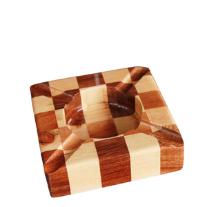 Tradnary-Cenicero de madera segmentado con diseño de tablero de ajedrez, soporte para cigarros con 4 ranuras para decoración de hogar, oficina, Bar y restaurante - Product Image 5