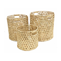 Ensemble de 3 paniers de rangement multifonctionnels écologiques, paniers en jacinthe d'eau naturelle tressée, boîte organisatrice, panier à linge, décoration intérieure