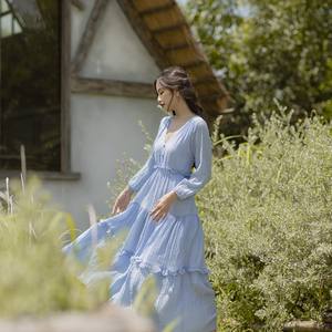 Robe longue Vintage blanche pour femmes, tenue d'été décontractée, Maxi, col en V, élégante, fabriquée au Vietnam, collection - Product Image 4