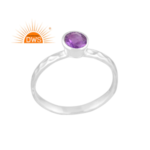 แหวนเงินแท้สเตอร์ลิงคุณภาพสูงประดับพลอยอเมทิสต์ธรรมชาติแบบตอกลาย รุ่นขายดีประจำปี 2026 สำหรับผู้ผลิตเครื่องประดับยูนิเซ็กส์ - Product Image 1