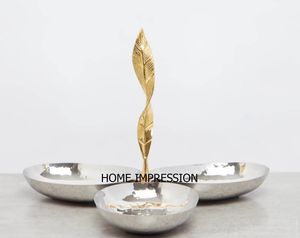 ชามเสิร์ฟอาหารอินเดียทรงหนาทำด้วยมือทำจากโลหะดีไซน์เนอร์ขอบโค้งมนดีไซน์ใหม่ทันสมัยเคลือบทองและเคลือบ - Product Image 6