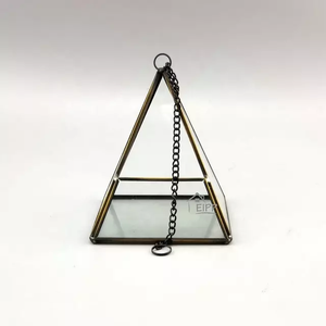 Modern Home Decor Desktop <b>Geometric</b> Glass <b>Terrarium</b> with Hanging Feature Black Wholesale Handicraft with Custom Logo - Product Image 3