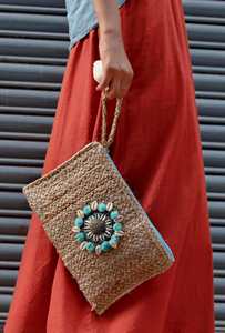 Haute qualité Jute femmes pochette portefeuille élégant serrure à la mode mode directe inde gros tissu court fermeture à glissière coquille sac - Product Image 3