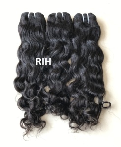 Mechones de cabello humano ondulado al agua, extensiones de pelo brasileño de visón sin procesar, grado Temple, venta al por mayor - Product Image 3